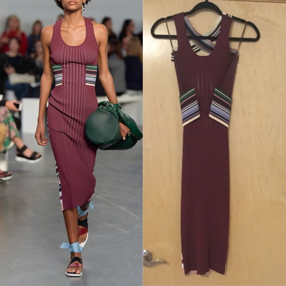 Sportmax Moneta Ribbed Dress ColorBurgundy - Picture 3 of 8